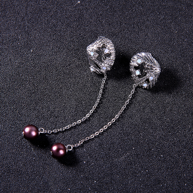 Kolczyki wiszące Balanbu: długi łańcuszek, ozdobione kryształami, dwukolorowy stop, akrylowa masa perłowa - Wianko - 10