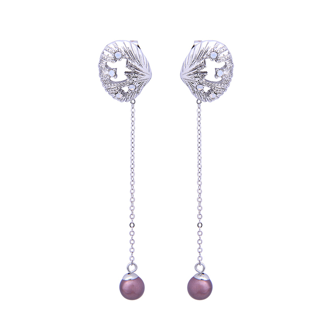 Kolczyki wiszące Balanbu: długi łańcuszek, ozdobione kryształami, dwukolorowy stop, akrylowa masa perłowa - Wianko - 17
