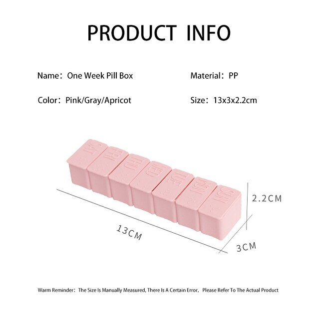 Mini pudełko na pigułki braille'a na 7 dni z angielską literą - organizator leków - Wianko - 1