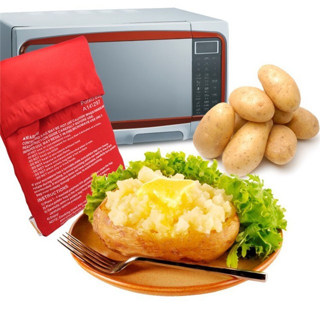 Maty i podkładki do pieczenia - Torba na szybkie gotowanie czerwonych ziemniaków w kuchence mikrofalowej - gotuj 8 sztuk na raz w 4 minuty - myte torby ziemniaczane (5 sztuk/partia) - Wianko - 1