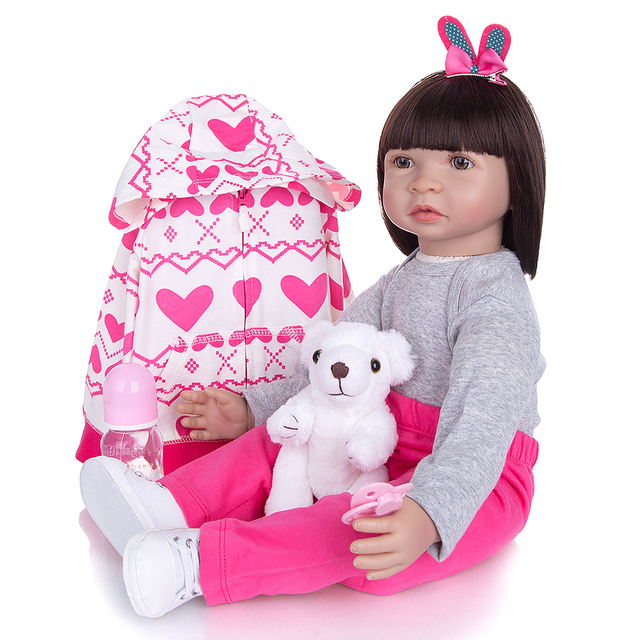 Duża lalka Reborn o rozmiarze 60 cm z ciałem z tkaniny - idealna zabawka dla dzieci - Wianko - 3