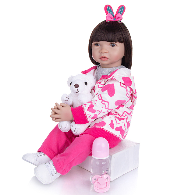 Duża lalka Reborn o rozmiarze 60 cm z ciałem z tkaniny - idealna zabawka dla dzieci - Wianko - 1
