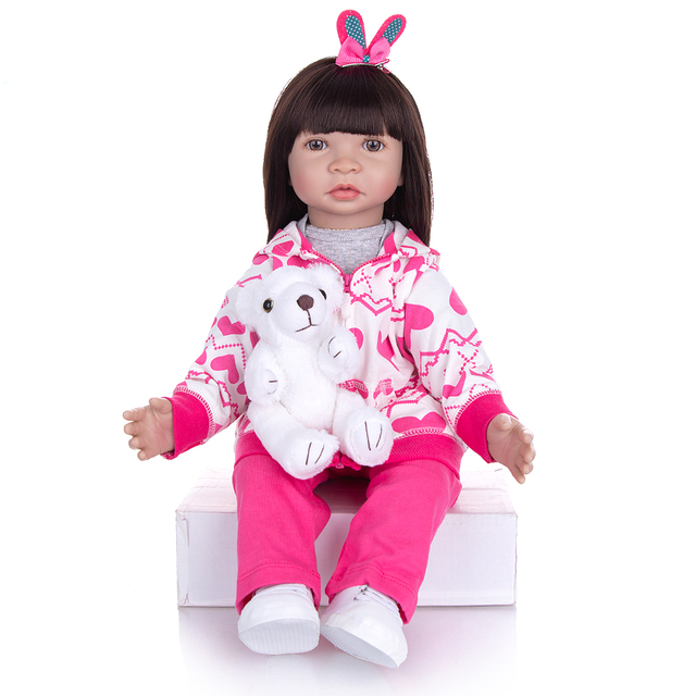 Duża lalka Reborn o rozmiarze 60 cm z ciałem z tkaniny - idealna zabawka dla dzieci - Wianko - 2