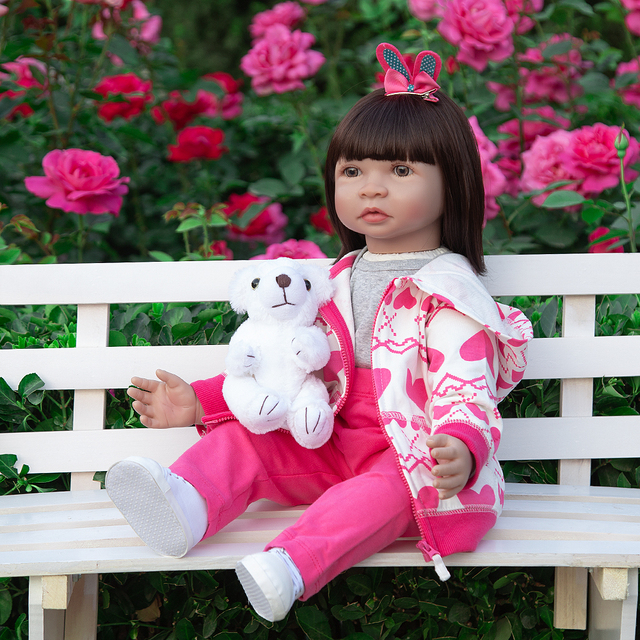 Duża lalka Reborn o rozmiarze 60 cm z ciałem z tkaniny - idealna zabawka dla dzieci - Wianko - 5