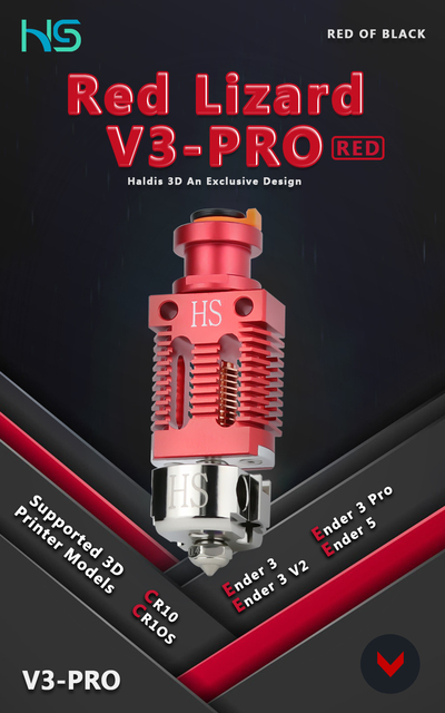 Hotend Haldis 3D Red Lizard V3 Pro V6 - bi-metalowa przerwa cieplna, miedziany platerowany, do CR-10 CR10S Ender-3 V2 Ender-3 - Wianko - 3