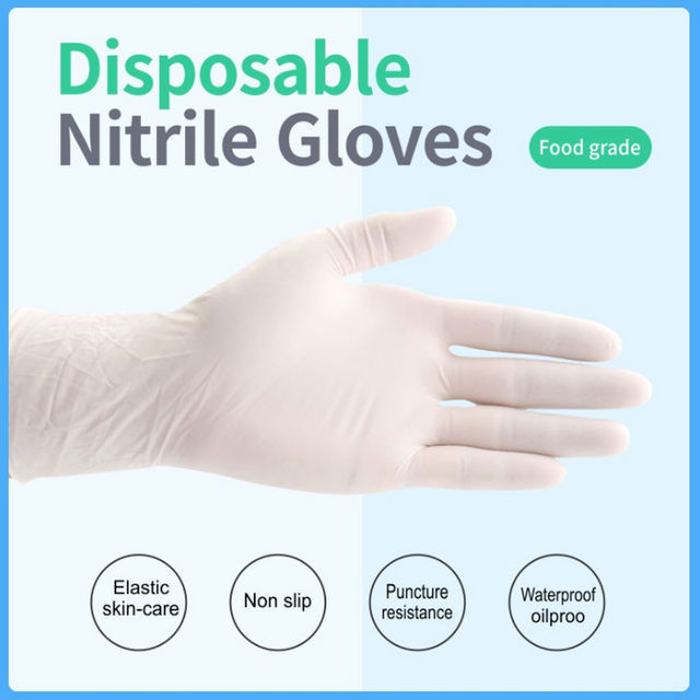 Rękawice nitrylowe niebieskie Food Grade, 100 sztuk/pudło, jednorazowe, wodoodporne, ochrona dla alergików - Wianko - 5