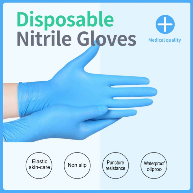 Rękawice nitrylowe niebieskie Food Grade, 100 sztuk/pudło, jednorazowe, wodoodporne, ochrona dla alergików - Wianko - 4