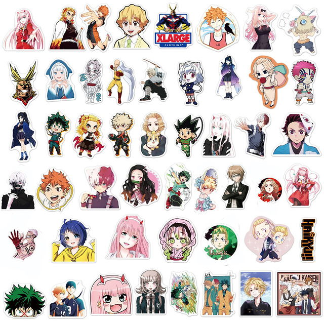 Naklejki Mix Anime mój Hero Academia Demon zabójca - 10/30/50/100 sztuk na laptop, telefon, lodówkę - estetyczne naklejki dla dzieci - Wianko - 6