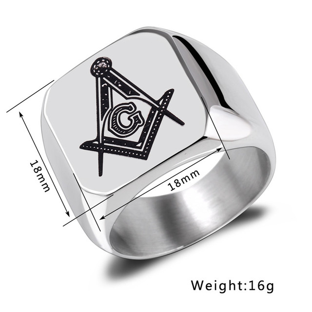 Pierścień masoński dla mężczyzn - stal nierdzewna 316L, mistrz masoński, bezpłatna biżuteria - Wianko - 2