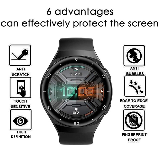 Folia ochronna pokrywa Huawei zegarek GT 2e/GT2 E Smartwatch 3D zakrzywiona krawędź film - Wianko - 6