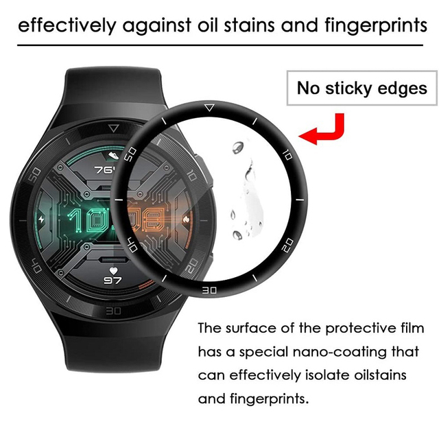 Folia ochronna pokrywa Huawei zegarek GT 2e/GT2 E Smartwatch 3D zakrzywiona krawędź film - Wianko - 5