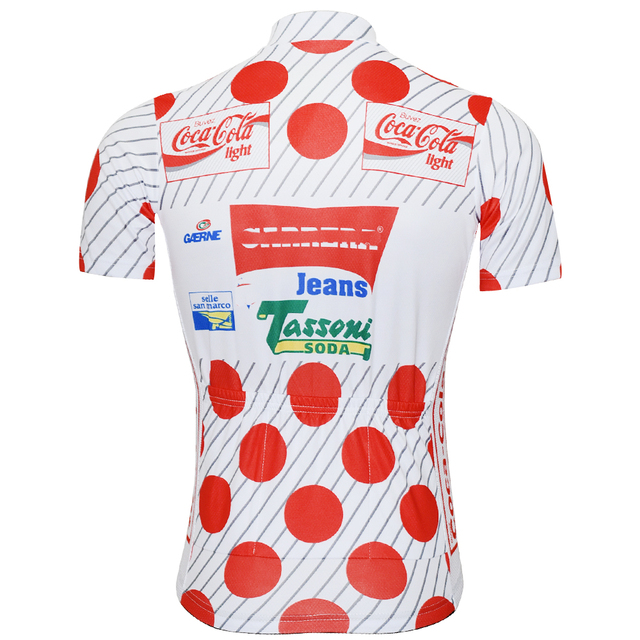 Męska koszula rowerowa z krótkim rękawem, wzór Retro Classic z czerwonymi kropkami - Ropa Ciclismo Maillo - Wianko - 3