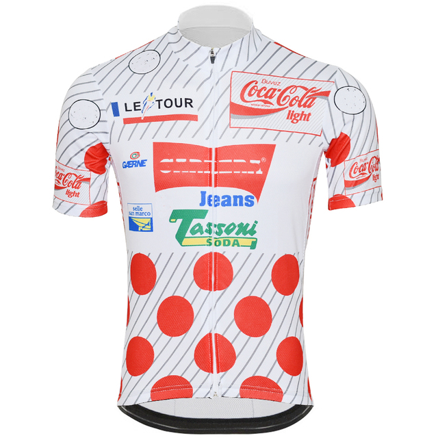 Męska koszula rowerowa z krótkim rękawem, wzór Retro Classic z czerwonymi kropkami - Ropa Ciclismo Maillo - Wianko - 2