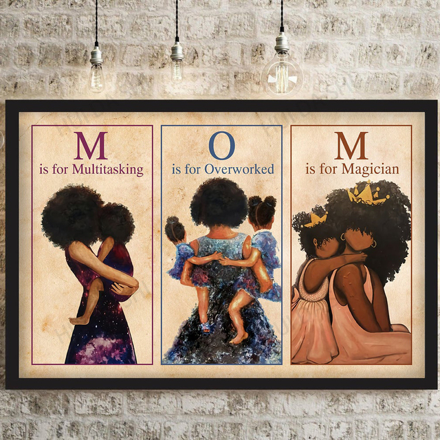 Plakat poziomy Afro mama - mama wielozadaniowoć, przepracowany magik, afroamerykańska sztuka ścienna - Wianko - 3