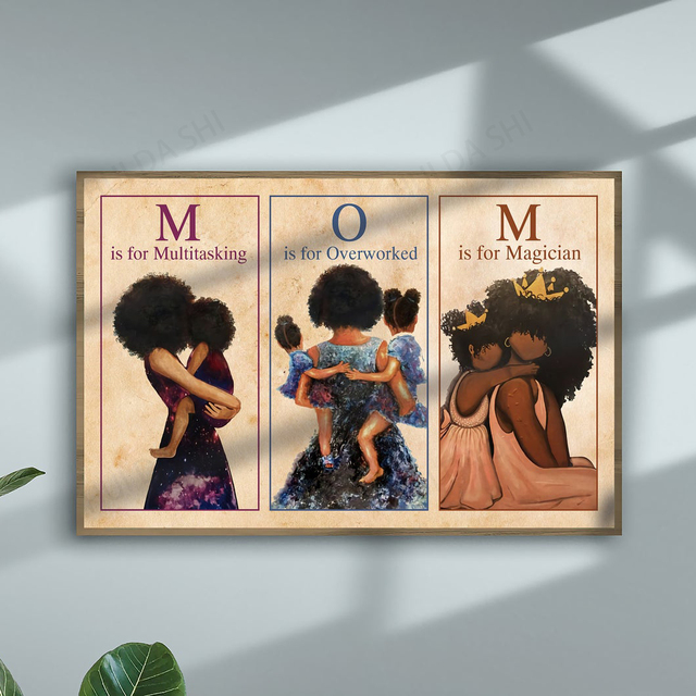 Plakat poziomy Afro mama - mama wielozadaniowoć, przepracowany magik, afroamerykańska sztuka ścienna - Wianko - 5