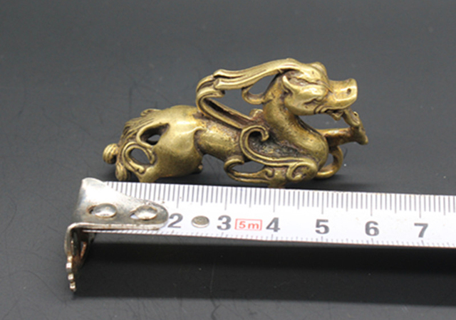 Mosiądzowa statua chińskiego zwierzęcia z mitologii, w stylu starożytnym, miniaturka - Wianko - 6