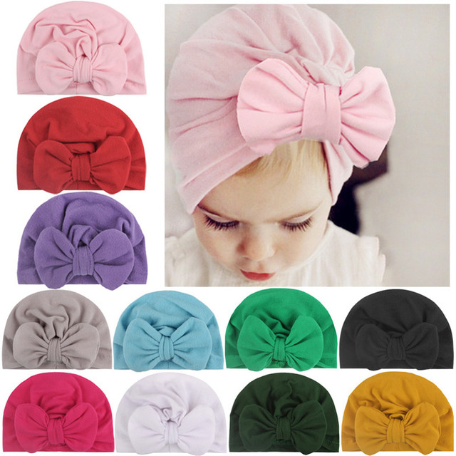 Miękka czapka dla niemowląt - Pure Color - Bowknot - ciepła - dzieci - Wianko - 3