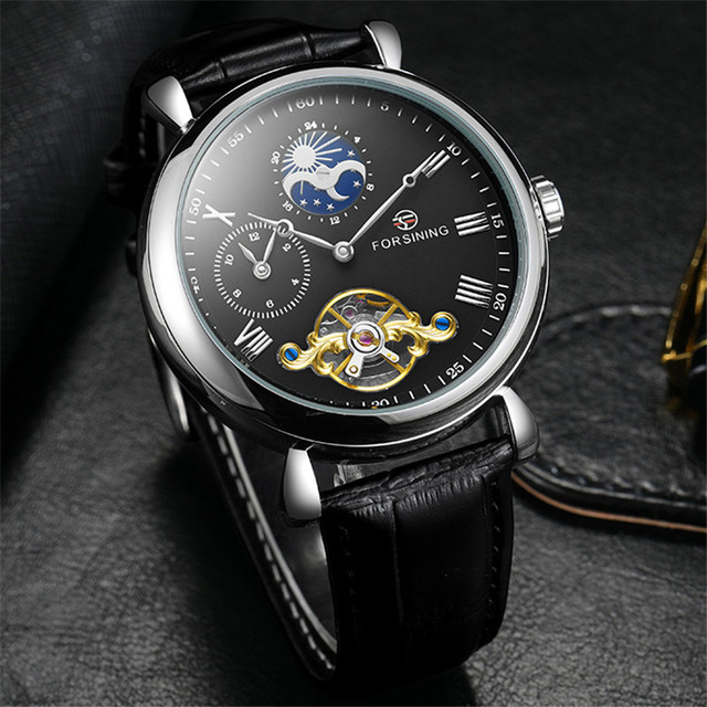 FORSINING Tourbillon - męski zegarek mechaniczny, wojskowy, sportowy, szkieletowy, luksusowy, niebieski, marki TOP - Model 8212 - Wianko - 12