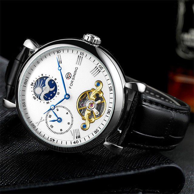 FORSINING Tourbillon - męski zegarek mechaniczny, wojskowy, sportowy, szkieletowy, luksusowy, niebieski, marki TOP - Model 8212 - Wianko - 17