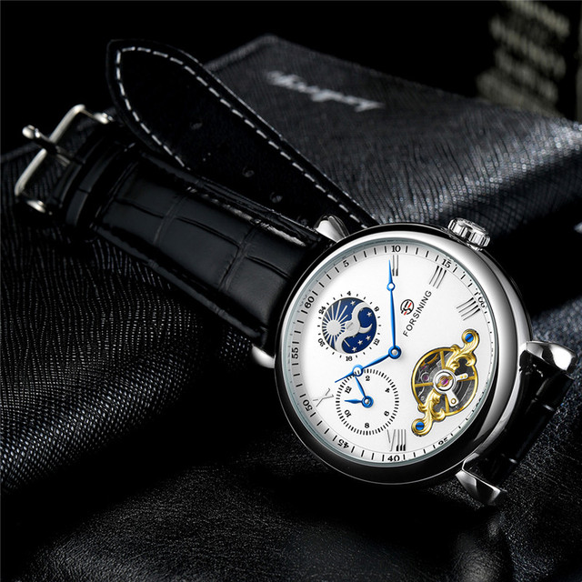 FORSINING Tourbillon - męski zegarek mechaniczny, wojskowy, sportowy, szkieletowy, luksusowy, niebieski, marki TOP - Model 8212 - Wianko - 16