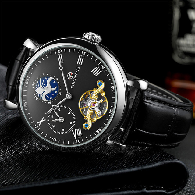 FORSINING Tourbillon - męski zegarek mechaniczny, wojskowy, sportowy, szkieletowy, luksusowy, niebieski, marki TOP - Model 8212 - Wianko - 13