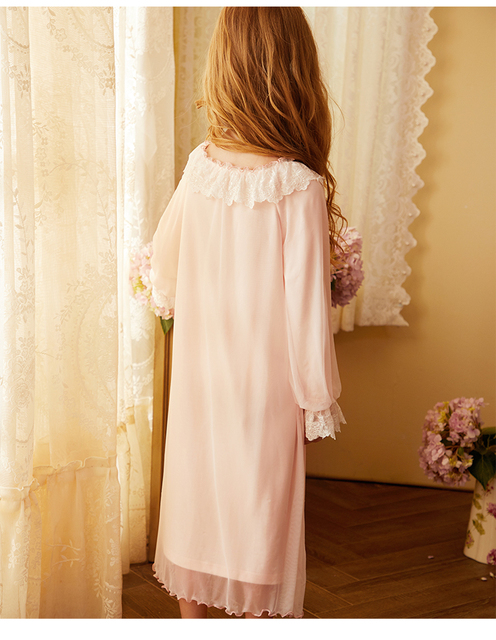 Długa bawełniana koszula nocna dla dziewczynek 2–12 lat – miękka koronkowa sukienka z małymi księżniczkami - Wianko - 13