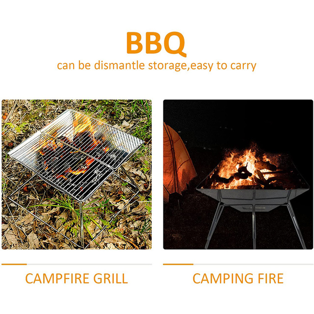 Portable Grill for Camping - Outdoor Wood Burning Stove 304 Premium Stainless Steel Burner in Graphite Color with Carrying Bag - Wianko - 1