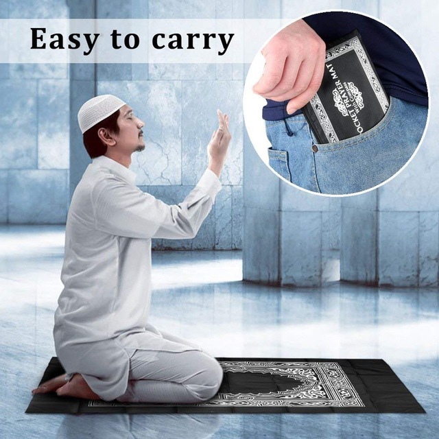 Muslim Portable Prayer Mat - Polyester Woven Prayer Rug with Compass in Travel Case - Home Carpet - 100x60cm - Wianko - 2