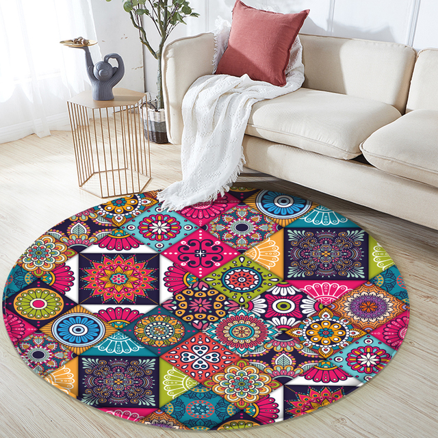 Dywan podłogowy przeciwpoślizgowy Mandala, kolorowy kwiatowy wzór, do łazienki, pokoju gościnnego i sypialni - Top marka - Wianko - 15