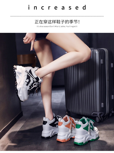 Wiosenna moda 2022: Kobiety trampki z oddychającej siatki, buty na koturnie z wysoką podeszwą 10CM - Wianko - 3