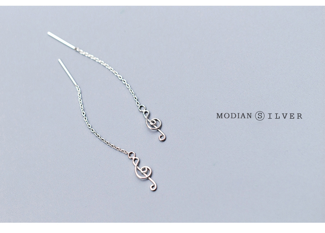 Modian - oryginalne długie, wiszące kolczyki w formie wycinanki z nutą, wykonane ze srebra pr. 925, w klasycznym stylu, dla kobiet, koreańska biżuteria 2020 - Wianko - 4