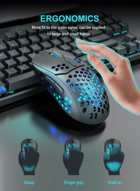 Bezprzewodowa mysz do gier 2.4G kompatybilna z Bluetooth, RGB podświetlenie diodami LED, ergonomiczny design - Wianko - 31