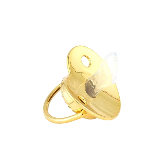 Luksusowy smoczek silikonowy dla niemowląt bez BPA - złote inicjały, błyszczący dżet, 6-18M - Wianko - 2