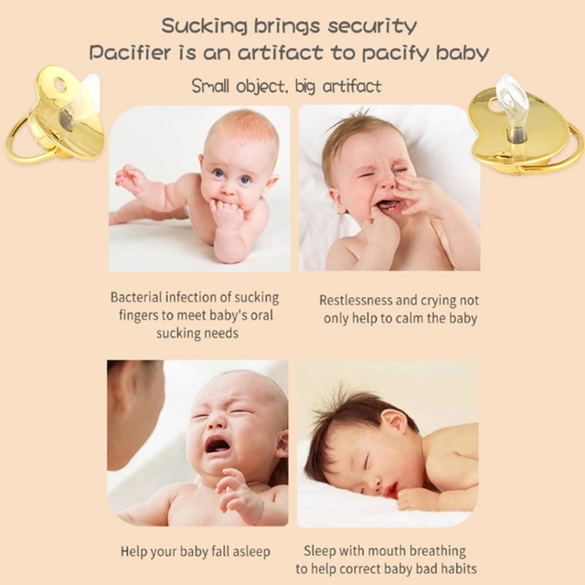 Luksusowy smoczek silikonowy dla niemowląt bez BPA - złote inicjały, błyszczący dżet, 6-18M - Wianko - 7