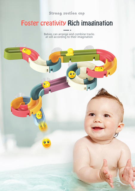 Zabawka kąpielowa dla niemowląt - Elektryczny Zestaw Rainbow Shower Pipeline ze żółtymi kaczkami, torami, świetlnym efektem i elementami edukacyjnymi - Wianko - 19