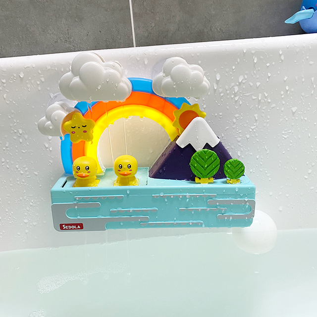 Zabawka kąpielowa dla niemowląt - Elektryczny Zestaw Rainbow Shower Pipeline ze żółtymi kaczkami, torami, świetlnym efektem i elementami edukacyjnymi - Wianko - 12