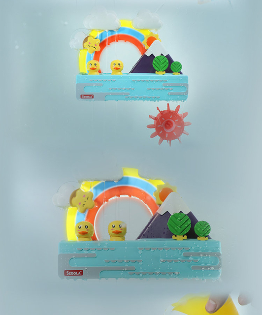 Zabawka kąpielowa dla niemowląt - Elektryczny Zestaw Rainbow Shower Pipeline ze żółtymi kaczkami, torami, świetlnym efektem i elementami edukacyjnymi - Wianko - 14