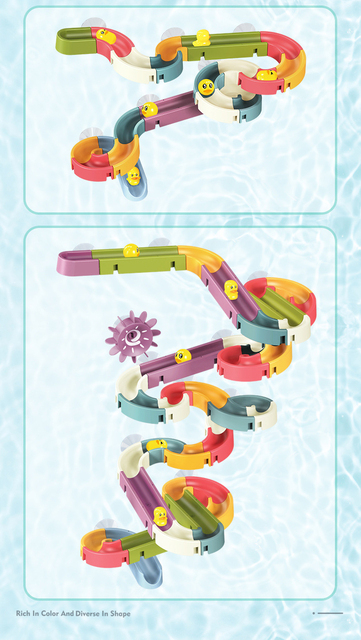 Zabawka kąpielowa dla niemowląt - Elektryczny Zestaw Rainbow Shower Pipeline ze żółtymi kaczkami, torami, świetlnym efektem i elementami edukacyjnymi - Wianko - 18
