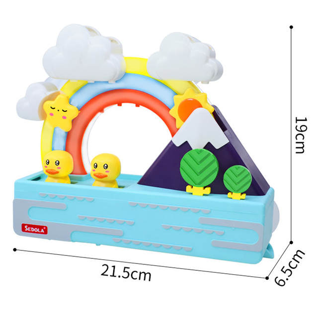 Zabawka kąpielowa dla niemowląt - Elektryczny Zestaw Rainbow Shower Pipeline ze żółtymi kaczkami, torami, świetlnym efektem i elementami edukacyjnymi - Wianko - 15