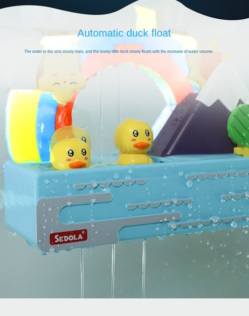 Zabawka kąpielowa dla niemowląt - Elektryczny Zestaw Rainbow Shower Pipeline ze żółtymi kaczkami, torami, świetlnym efektem i elementami edukacyjnymi - Wianko - 13