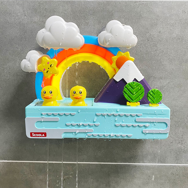 Zabawka kąpielowa dla niemowląt - Elektryczny Zestaw Rainbow Shower Pipeline ze żółtymi kaczkami, torami, świetlnym efektem i elementami edukacyjnymi - Wianko - 11
