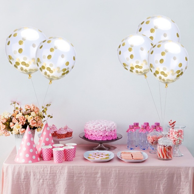 Partia 10 sztuk 12-calowych lateksowych balonów z konfetti brokatowym - dekoracje na urodziny, rocznicę ślubu, baby shower - Wianko - 2