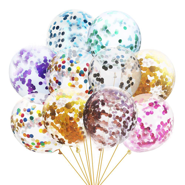 Partia 10 sztuk 12-calowych lateksowych balonów z konfetti brokatowym - dekoracje na urodziny, rocznicę ślubu, baby shower - Wianko - 3