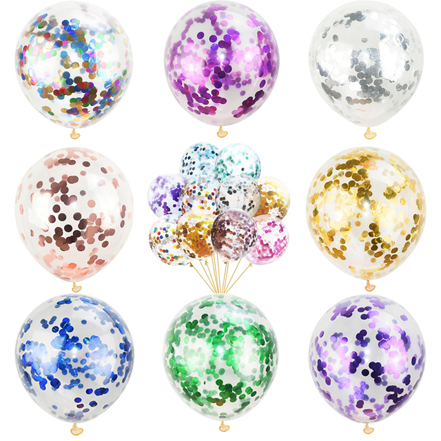 Partia 10 sztuk 12-calowych lateksowych balonów z konfetti brokatowym - dekoracje na urodziny, rocznicę ślubu, baby shower - Wianko - 4