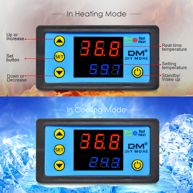 W3231 Cyfrowy termostat Regulator ciepła 12/24/220V z czujnikiem NTC - Wianko - 7