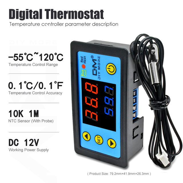 W3231 Cyfrowy termostat Regulator ciepła 12/24/220V z czujnikiem NTC - Wianko - 10