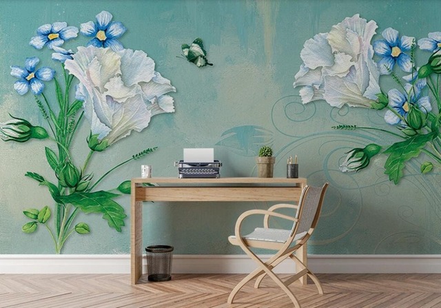 Niestandardowe tapety Milofi 3D: ręcznie malowane kwiaty, akwarele, dekoracja ścienna dla salonu i sypialni - Wianko - 6