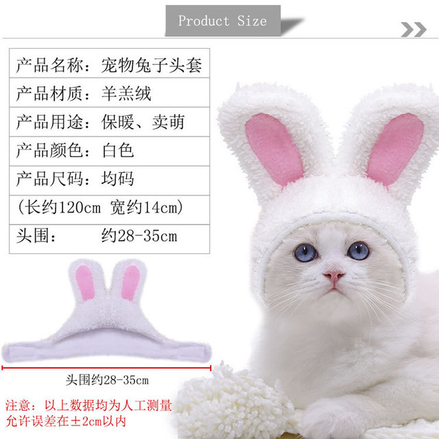Czapka dla kota biały królik - jesienno-zimowa, ciepła, bawełniana, średniej wielkości - Wianko - 10