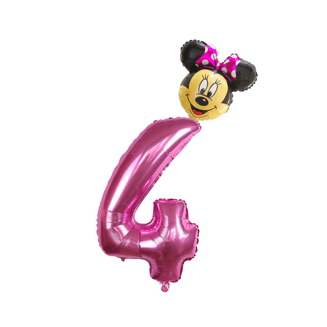 Balon foliowy Mickey Minnie 30 cal różowy niebieski z cyframi 1 2 3 4 dla dzieci chłopców dziewcząt urodziny dekoracje - Wianko - 7