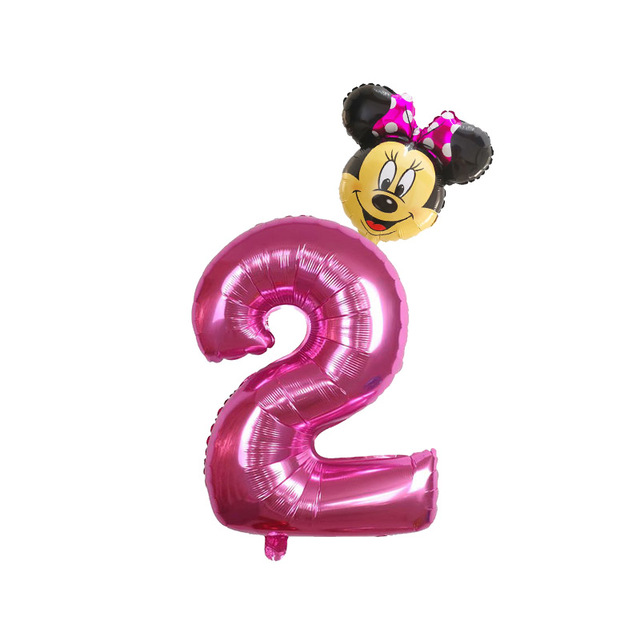 Balon foliowy Mickey Minnie 30 cal różowy niebieski z cyframi 1 2 3 4 dla dzieci chłopców dziewcząt urodziny dekoracje - Wianko - 5